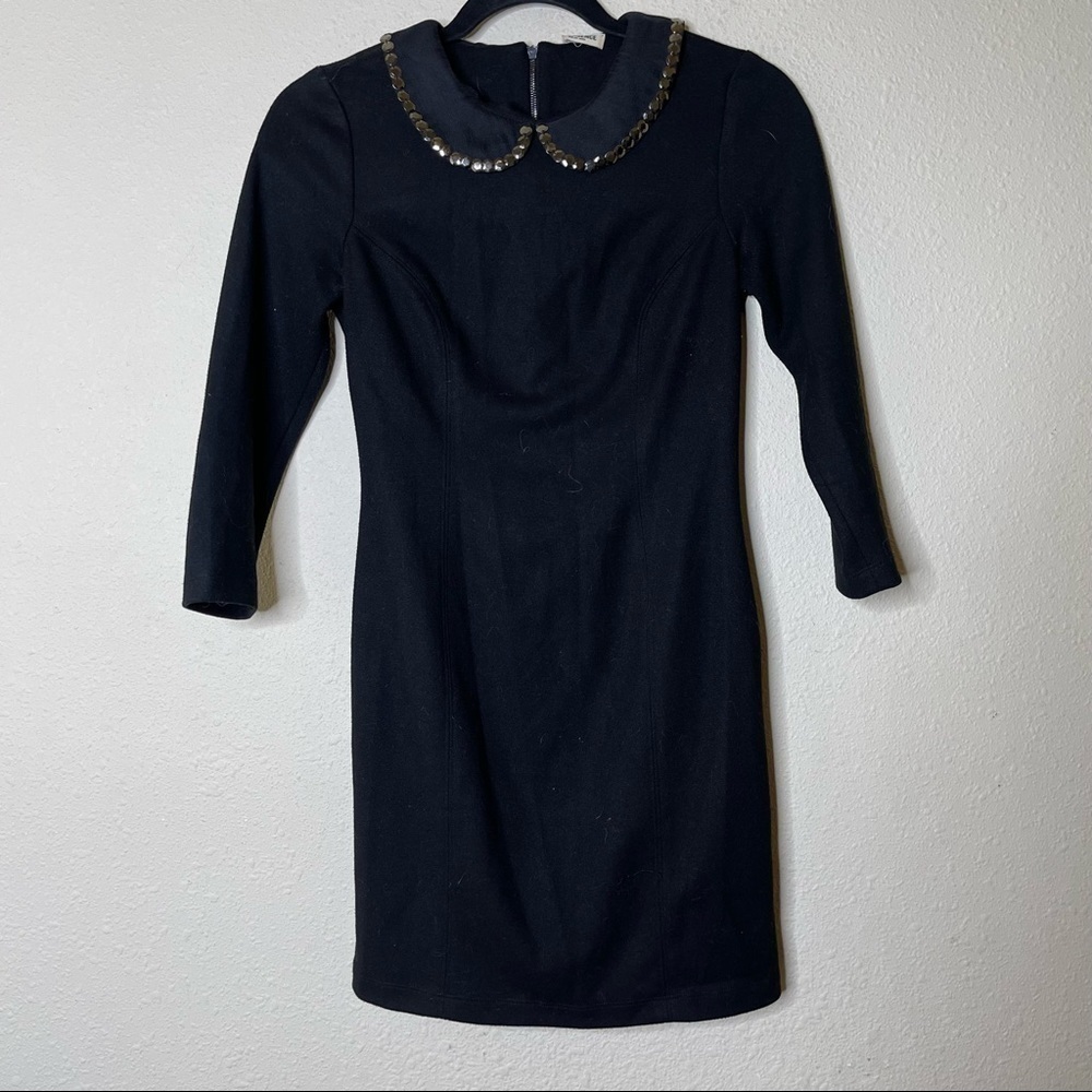 VTG L'agence Black Cashmere Wool Collared Sheath Dress